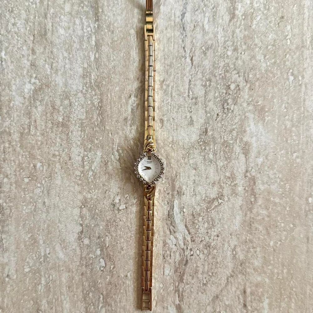 Vintage Pulsar quartz gold plated wrist watch ruby small dainty old money